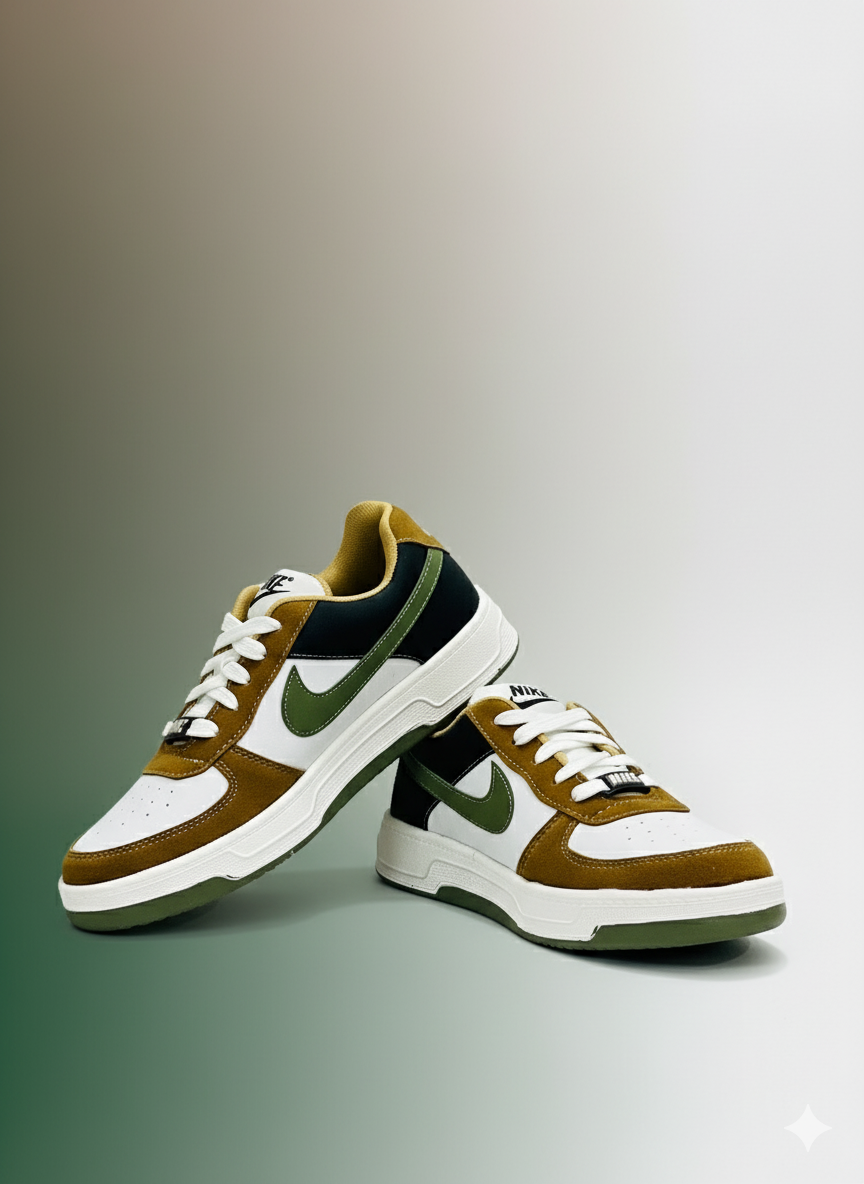Men's Retro Style Two-Tone Sneakers - Olive & White