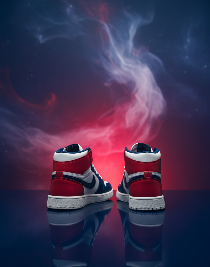 Classic Red & White High-Top Trainers | Premium Leather Look Sneakers