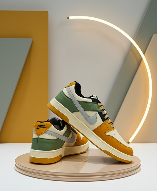 Nike Dunk Low "Two-Tone" Sneakers | Grey, Green & Yellow