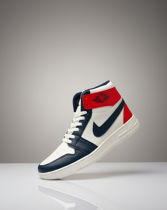 Classic Red & White High-Top Trainers | Premium Leather Look Sneakers